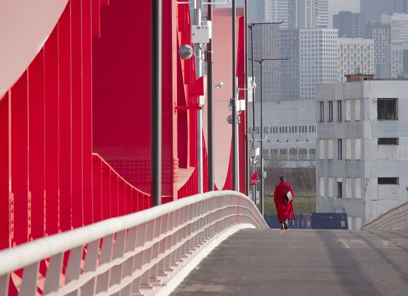 мост, красный, Москва, дома, Мневники  фото превью