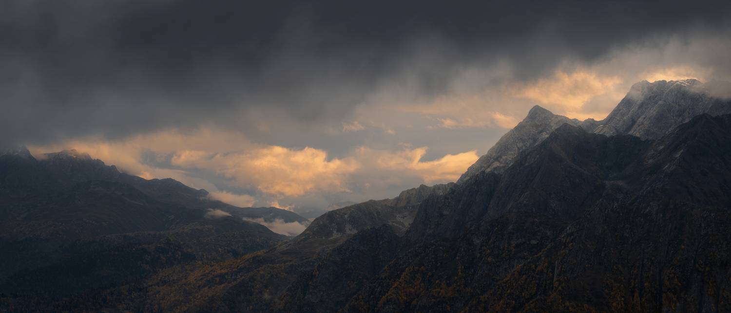 горы, закат, облака, осень, красная поляна, Растворов Игорь