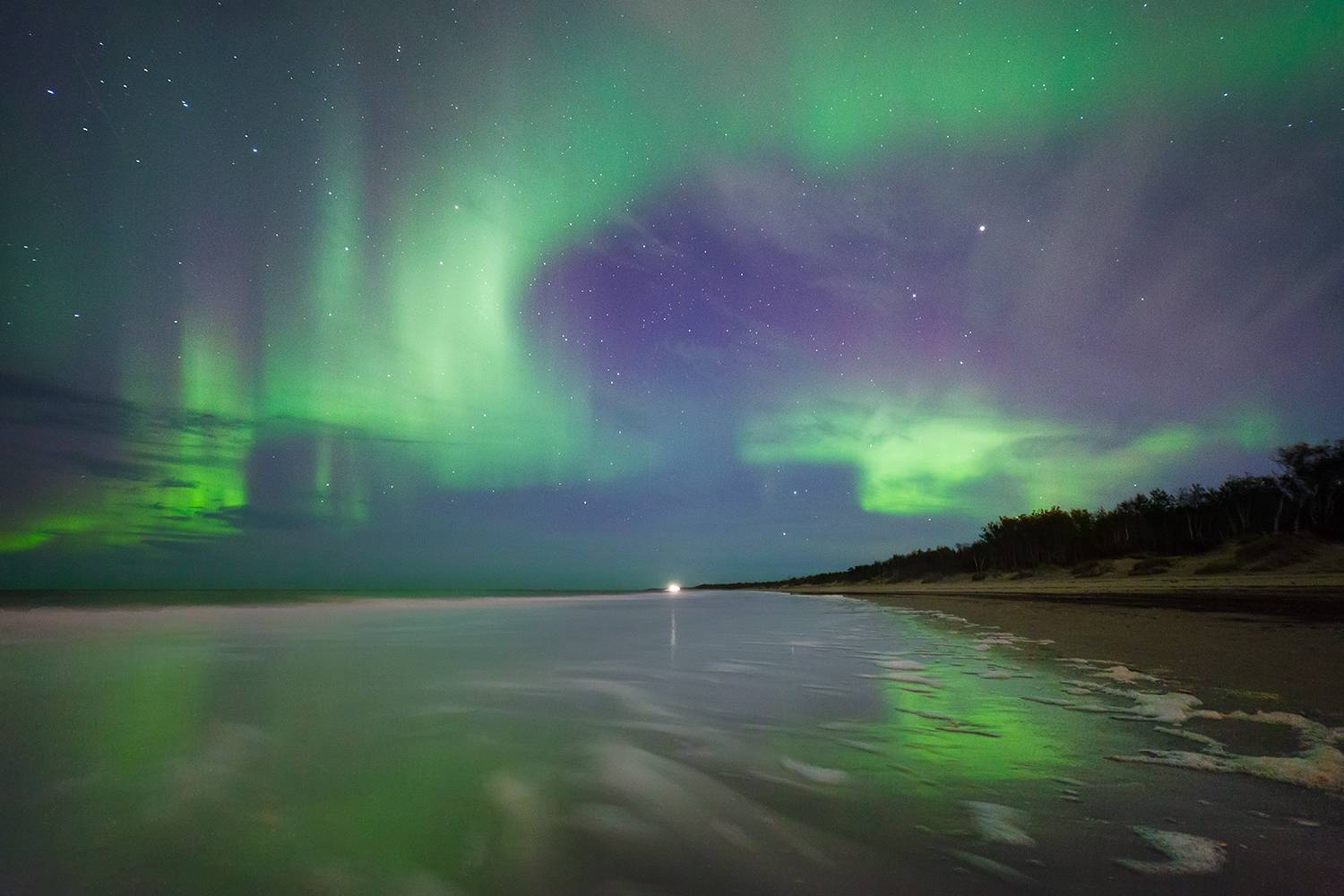 ночь, море, северное сияние, Медведникова Мария