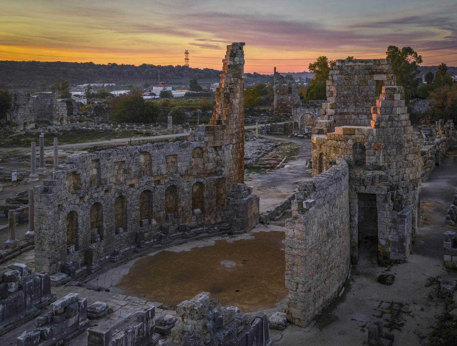 перге, турция, анталья, архитектура, рассвет, раскопки, Игорь Юркин