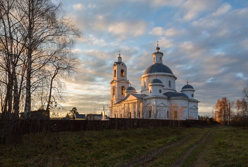 осень, вечер, закат, храм, церковь Вечерняя... фото превью