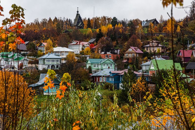 Плес, Волга, осень, непогода, дождь, архитектура, храм гора Левитана фото превью