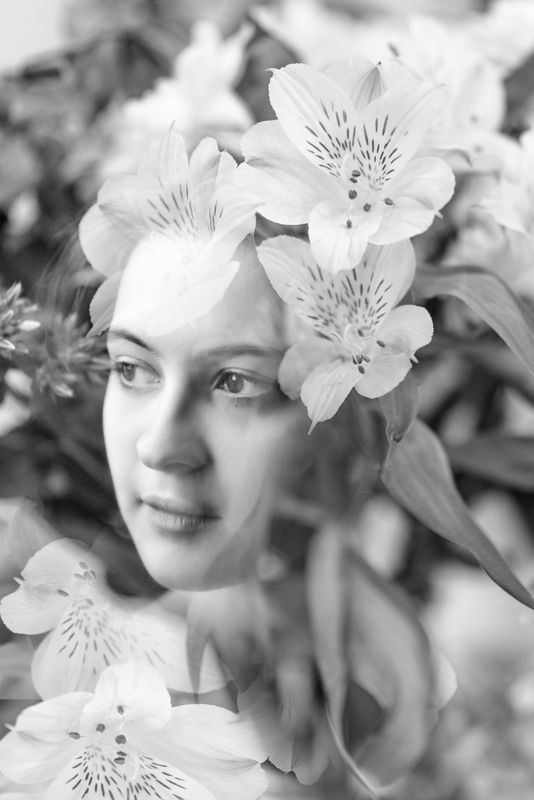 портрет, женский портрет, portrait, девушка, цветы, коллаж Цветы фото превью