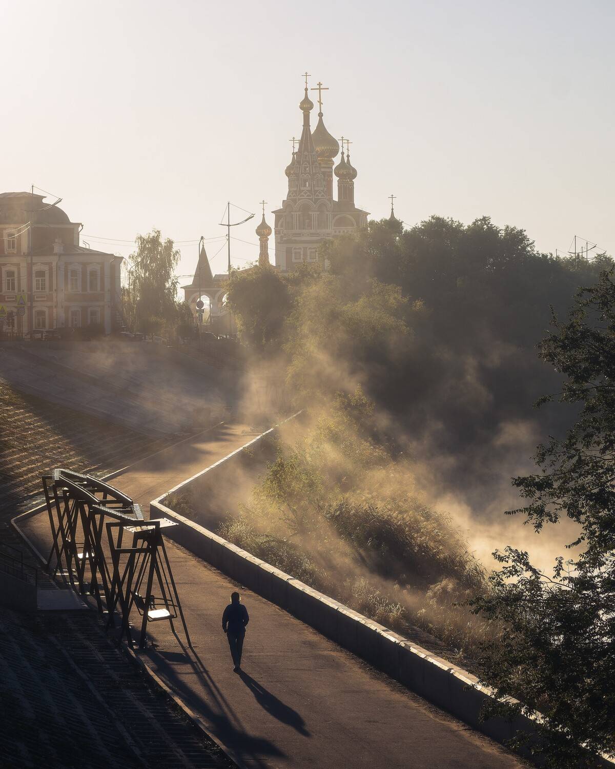 город, утро, рассвет, храм, стрит, городской пейзаж, путь, Толстоноженко Илья