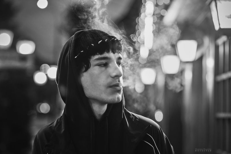 город, ночь, мужчина, портрет Огни ночного города фото превью