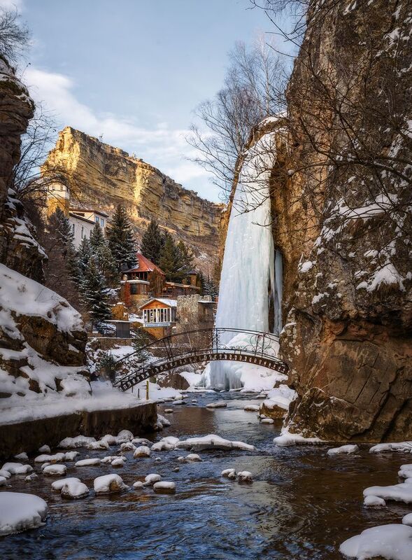 кавказ, кмв, кавказские минеральные воды, горы, зима, кчр, карачаево-черкесия, waterfall, водопады, водопад Замёрзшие струи фото превью