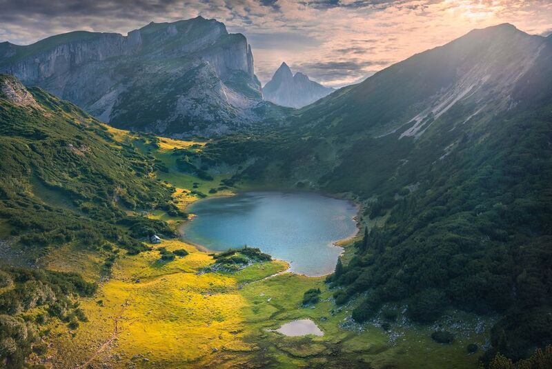 Landscape, tyrol, austria, mountains, sunset, photography, lake, alps Blue Eye фото превью