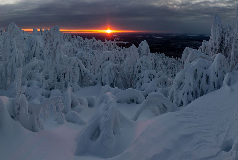пермский край, урал, зима, полюд, закат Закат на Полюде фото превью