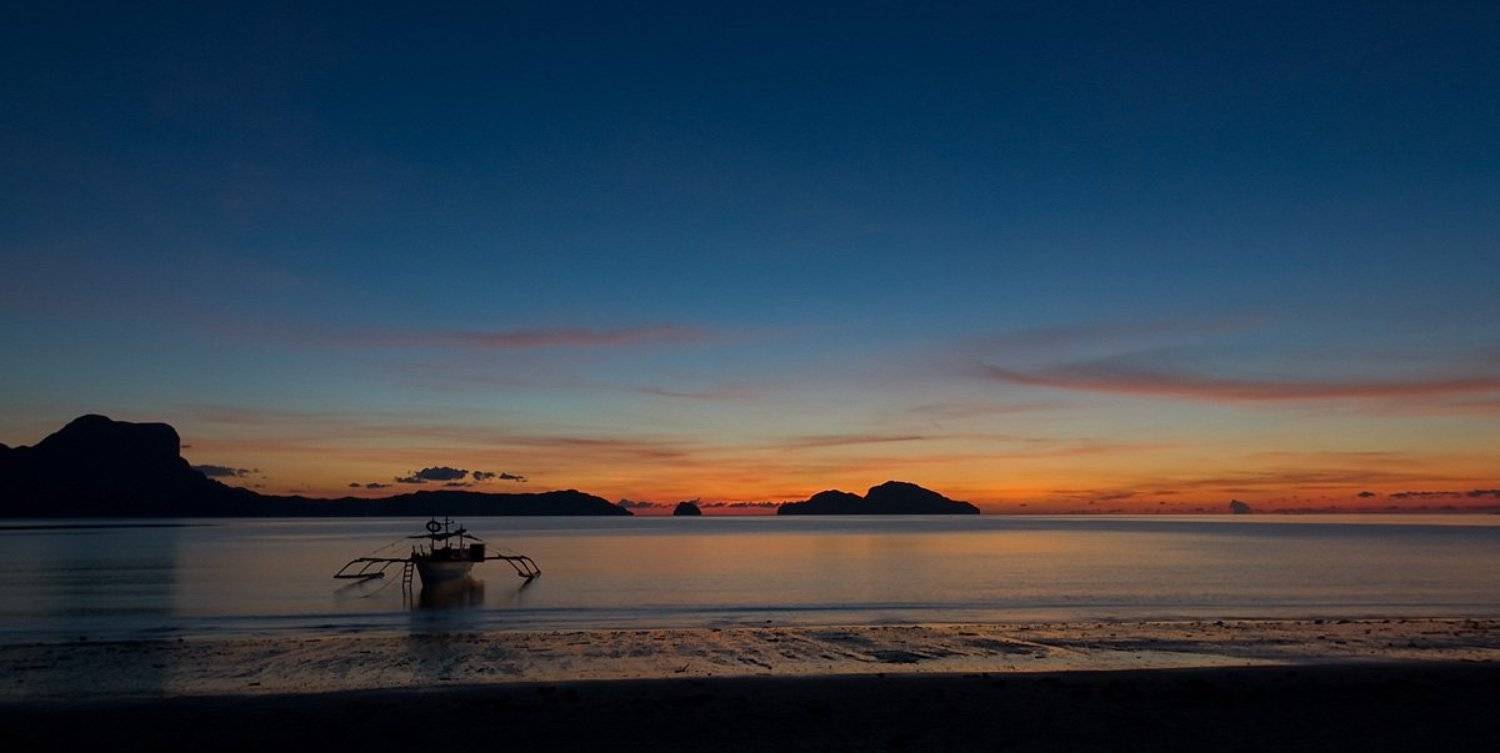 закат, море, лодка, Виктор Чистов