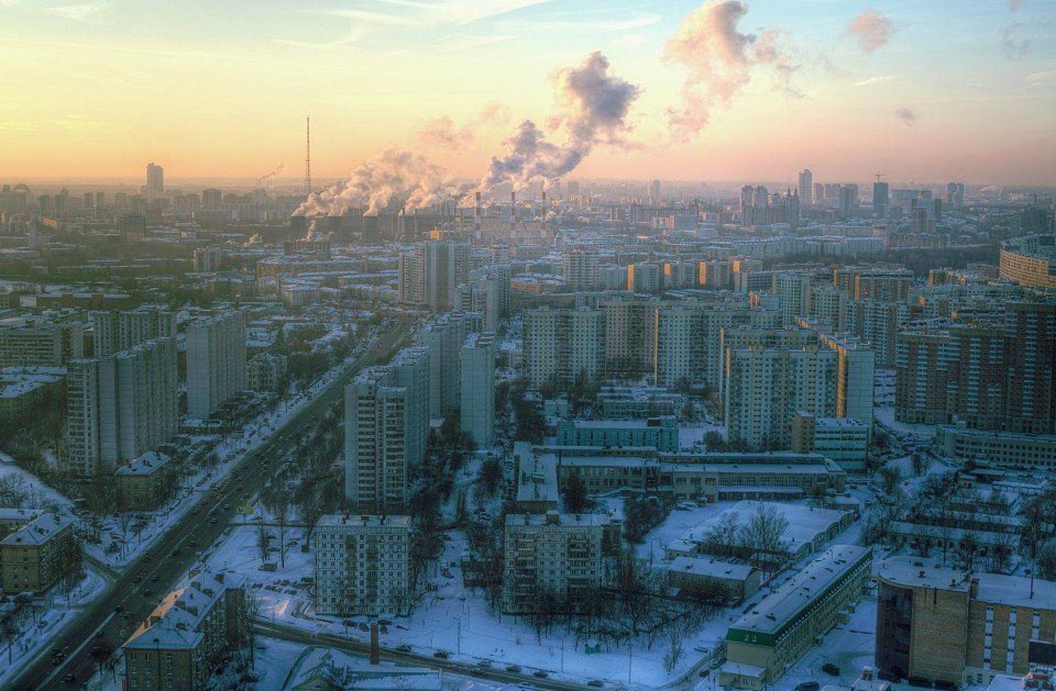 крыша, крыши, город, москва, вечер, закат, трубы, пар, Kremchik