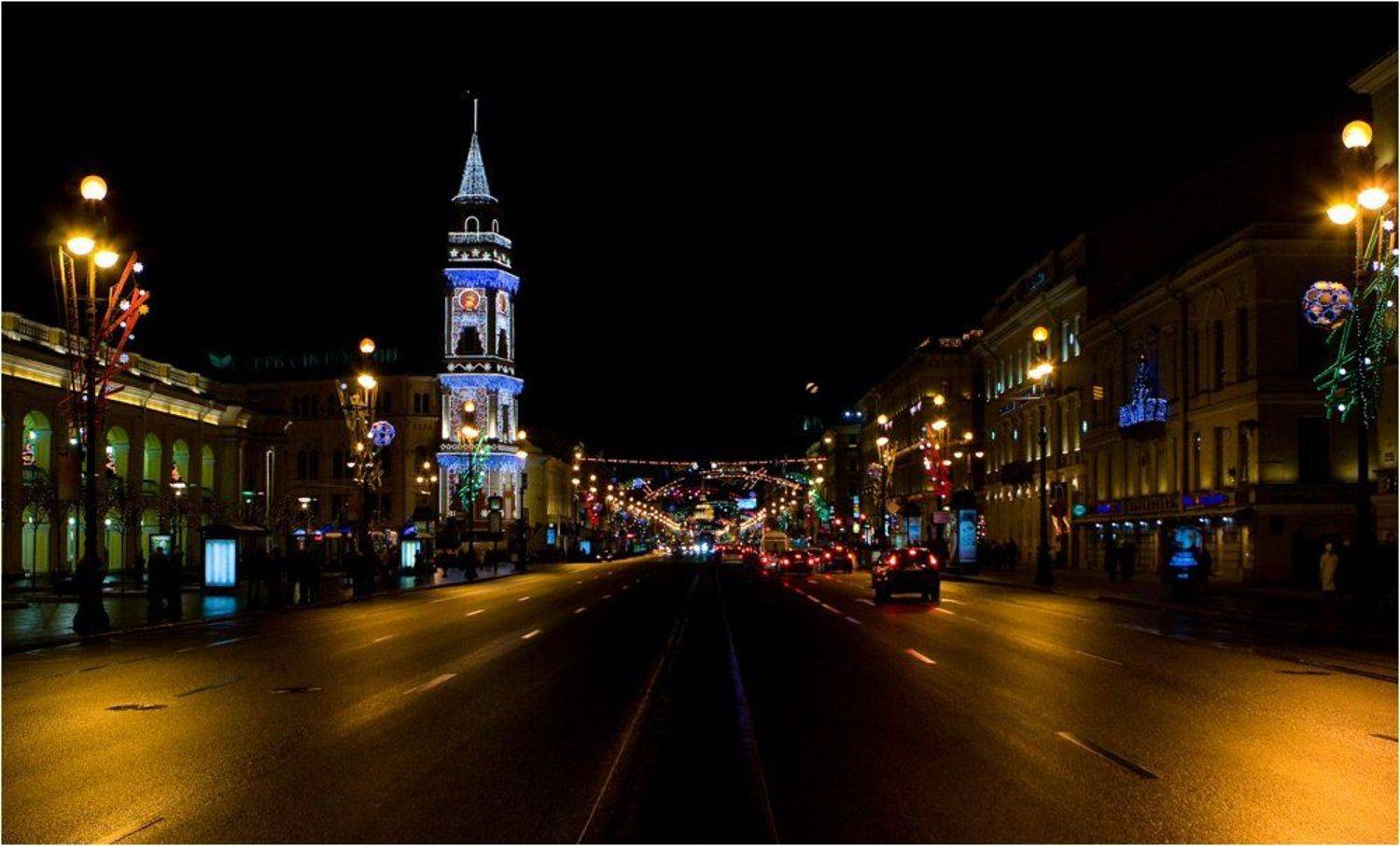 санкт-питербург, невский, проспект, ночь, огни, питер, Тоша