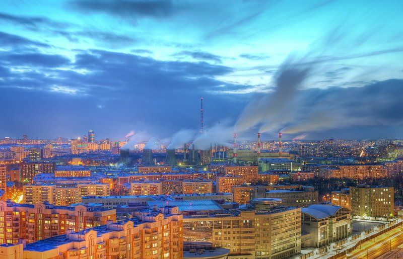 крыша, крыши, город, москва, ночь, пар, трубы Пары фото превью