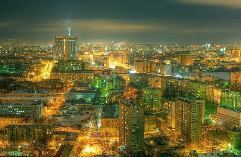 крыша, крыши, ночь, москва, город ... фото превью