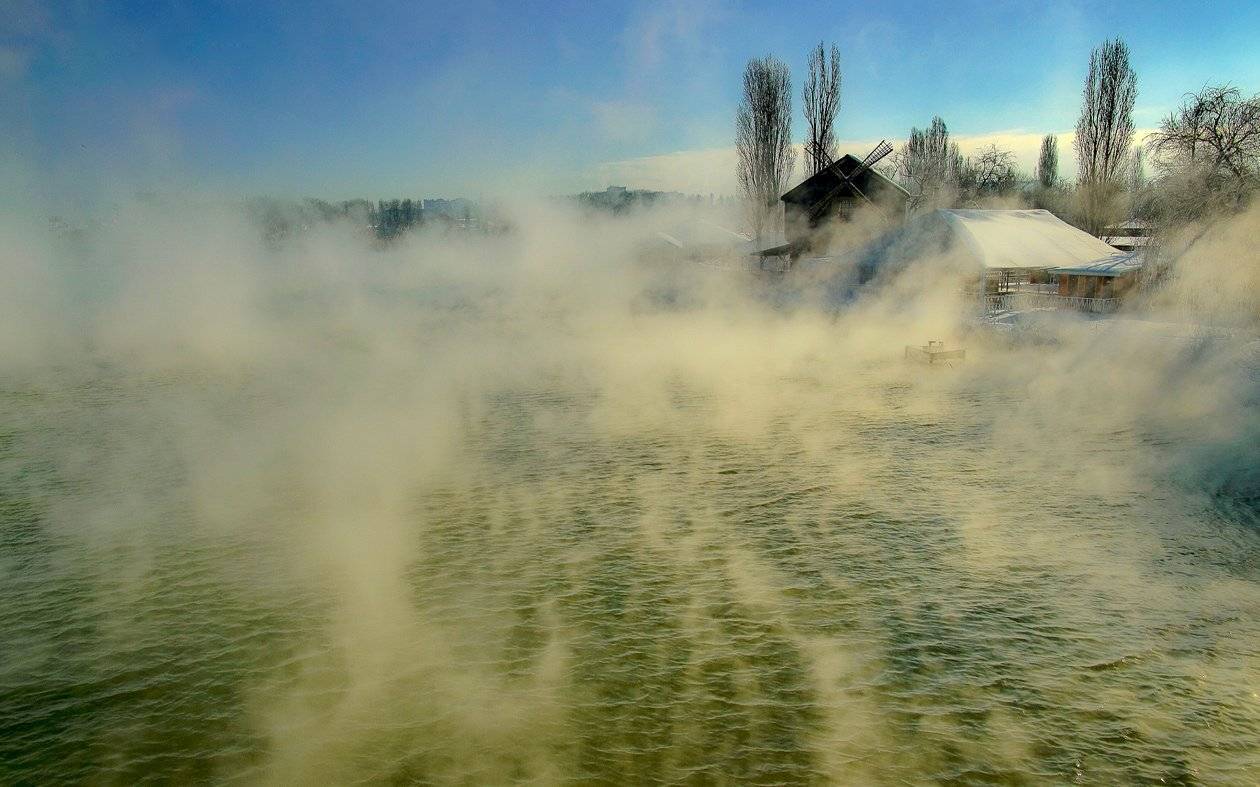 кубань, река, парк, зима, фёдор