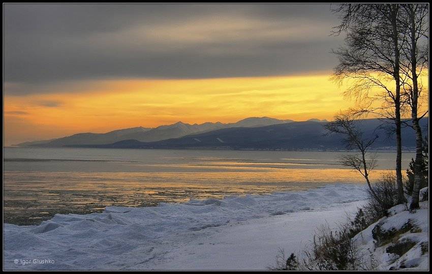 байкал, зима, берег, горы, снег, лед, Игорь Глушко