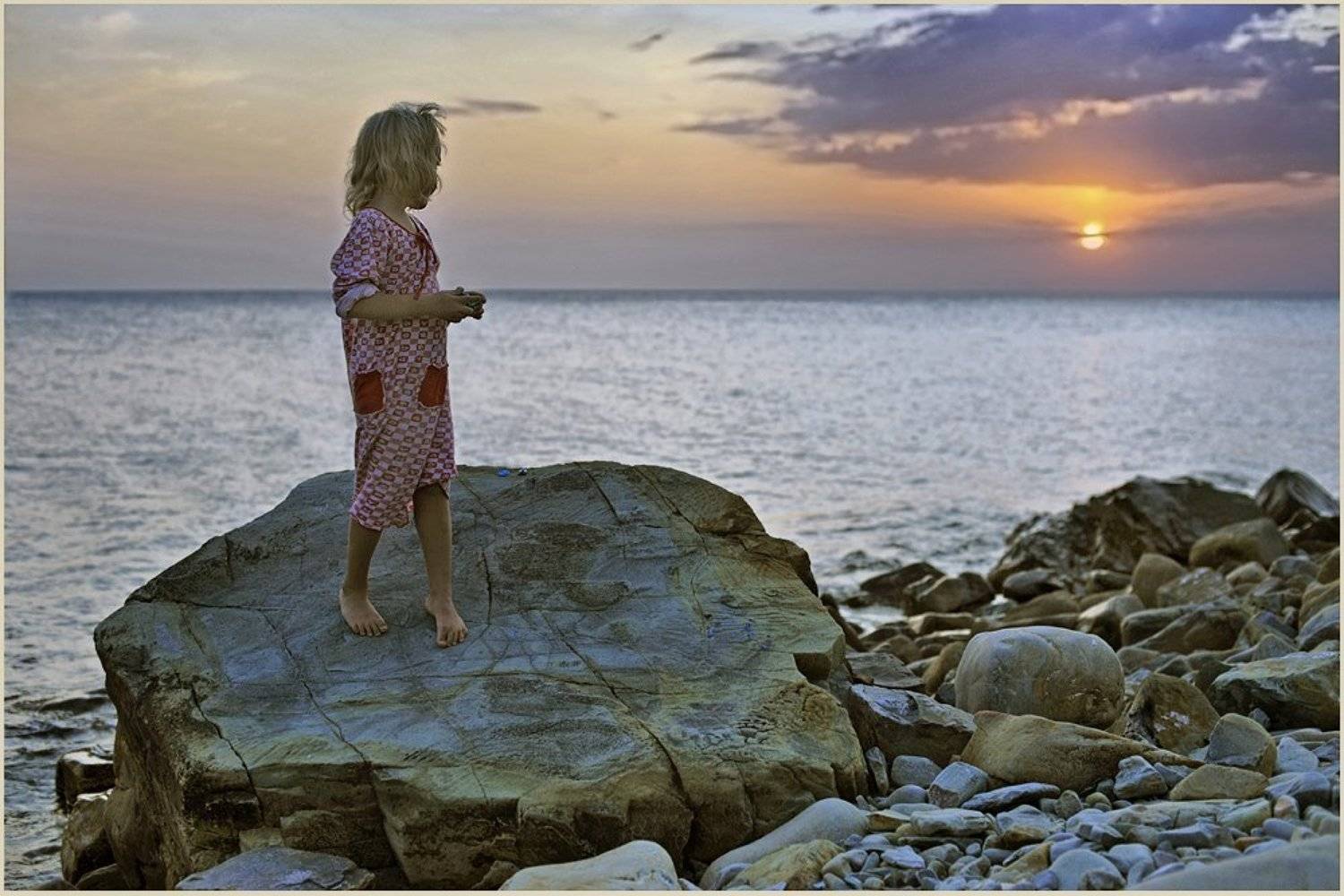 море, закат, дети, Борис Пирог