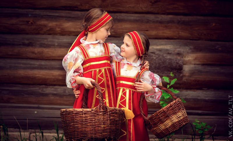 дети, корзинки, по грибы,крестянки, малыши, девочки Матрешки фото превью
