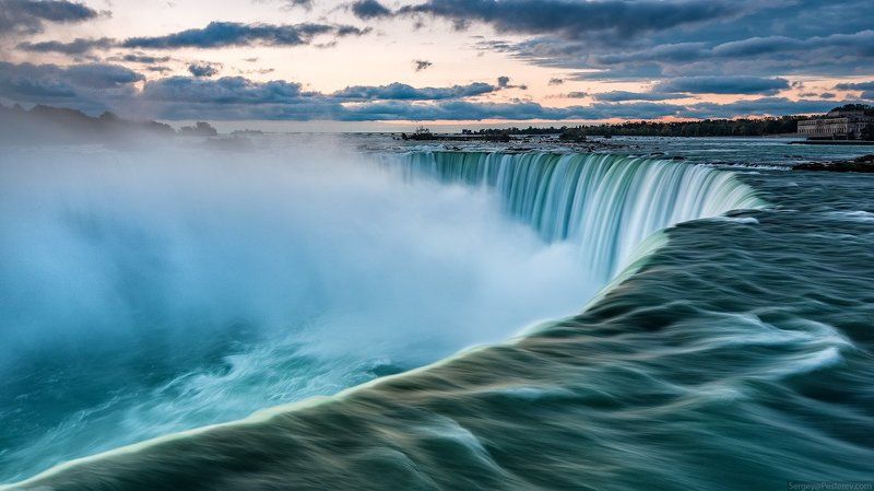 Ниагарский, водопад, рассвет, вода, Канада Ниагарский водопад на рассвете фото превью