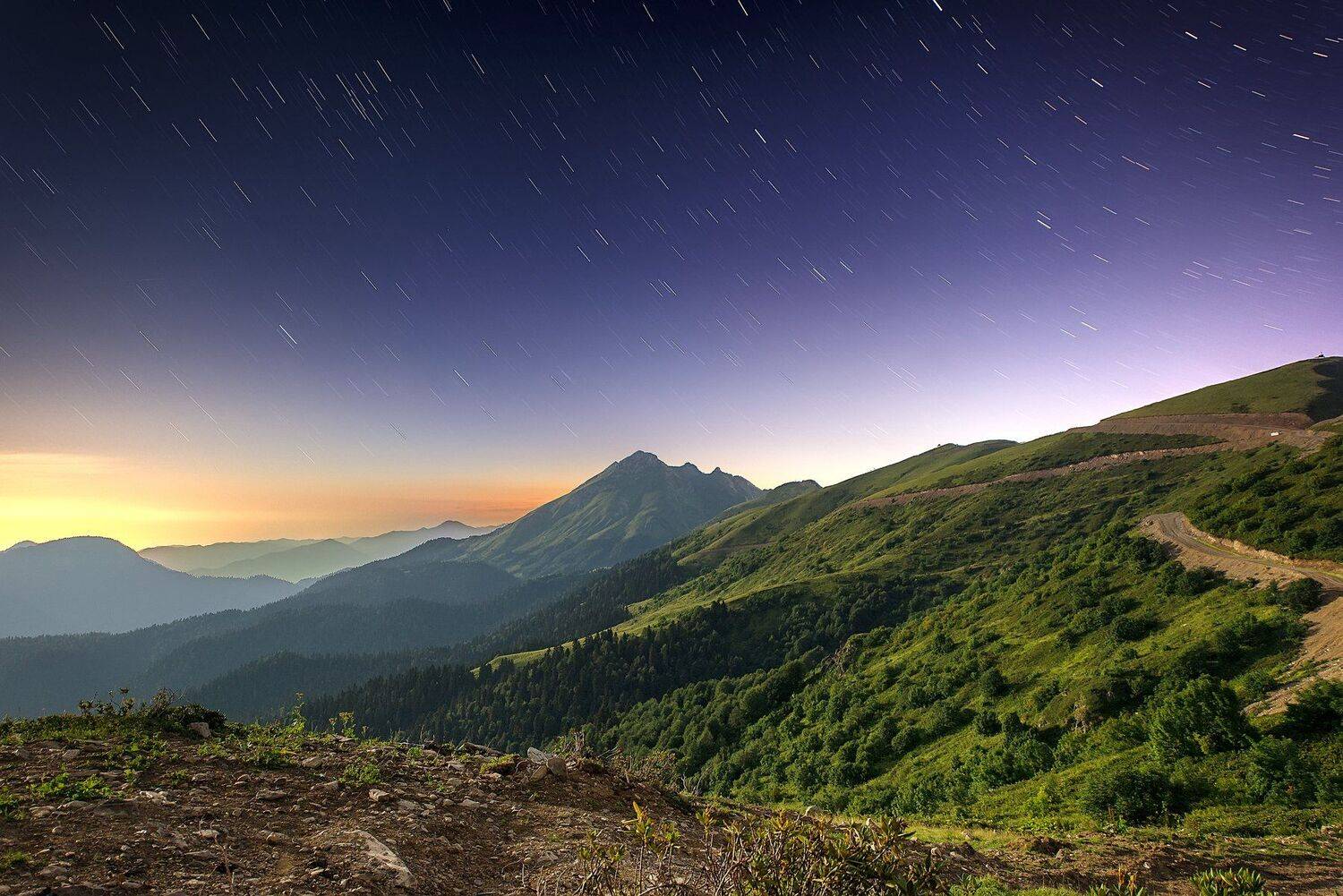 Mountain, Night, Prugov, Sochi, Stars, Александр Пругов