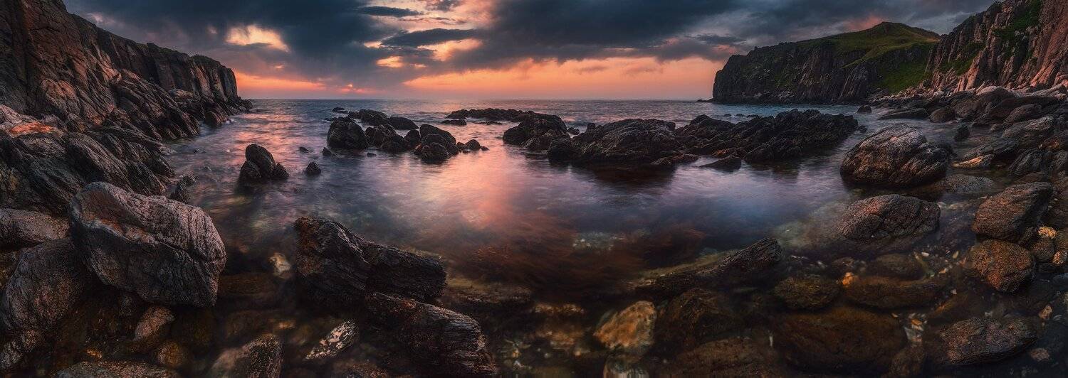 Камни, Море, Небо, Облака, Панорама, Скалы, Утро, Андрей Кровлин