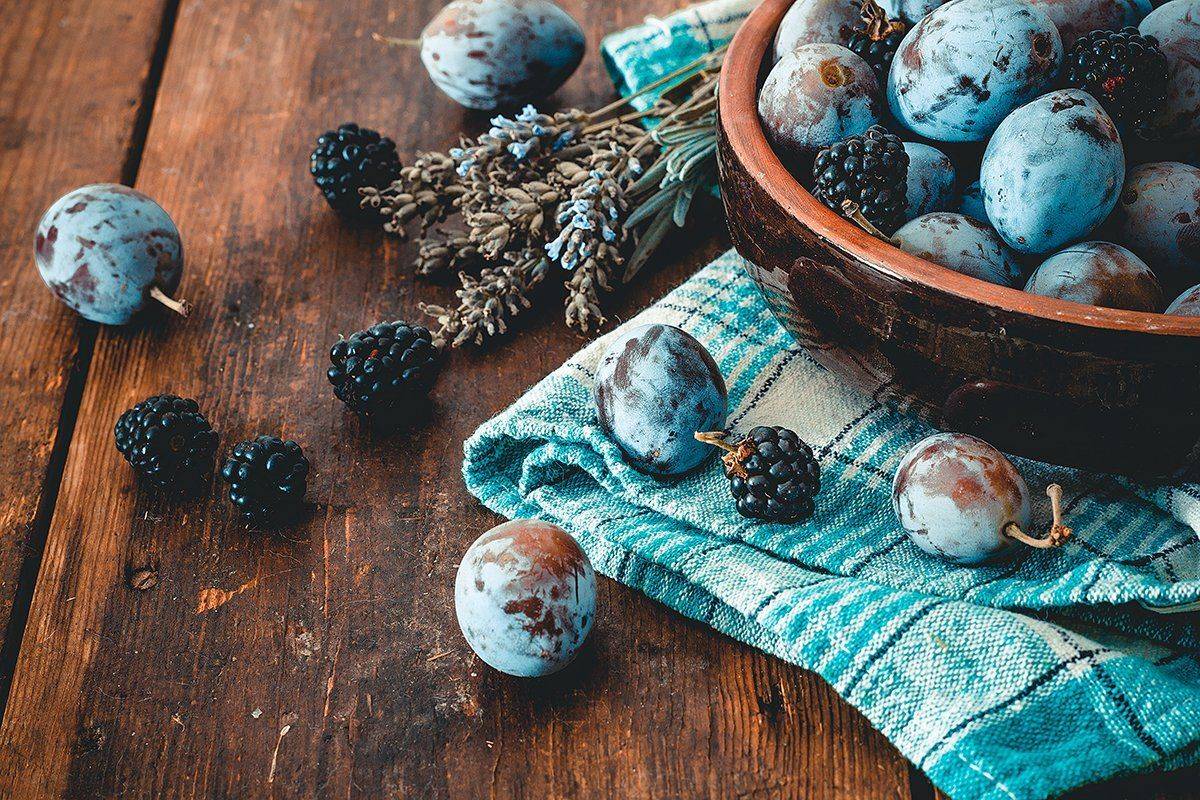 Ежевика, Лаванда, Миска, Полотенце, Сливы, Инна Сухова