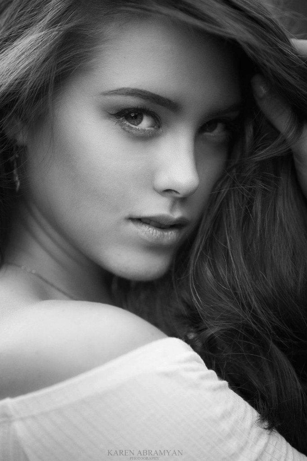 karen abramyan,fashion,portrait,girl,black & white,eyes,hair, Abramyan Karen