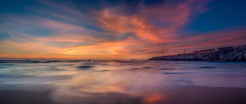 Clouds, Colorful, Sand, Sunrise, Sunset, Waves Follow in the Clouds фото превью