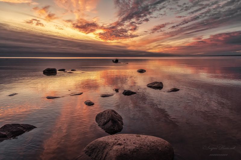 пейзаж, закат, Финский залив, Окрестности Сестрорецка Финский залив фото превью