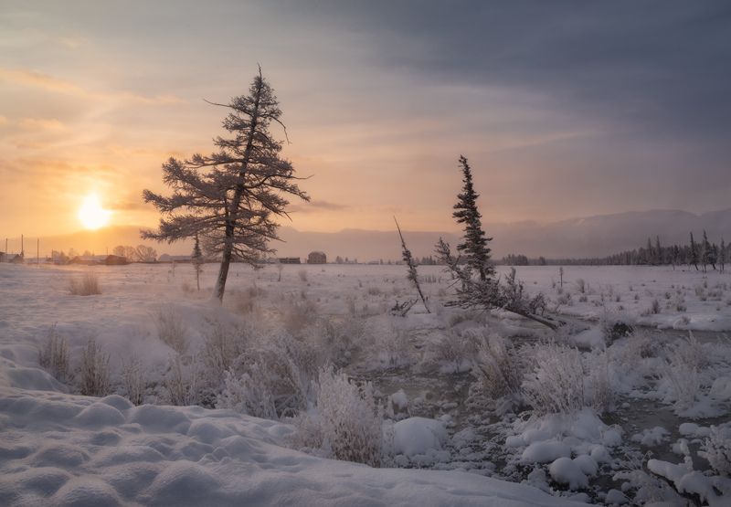 Морозный рассвет в Курае фото превью