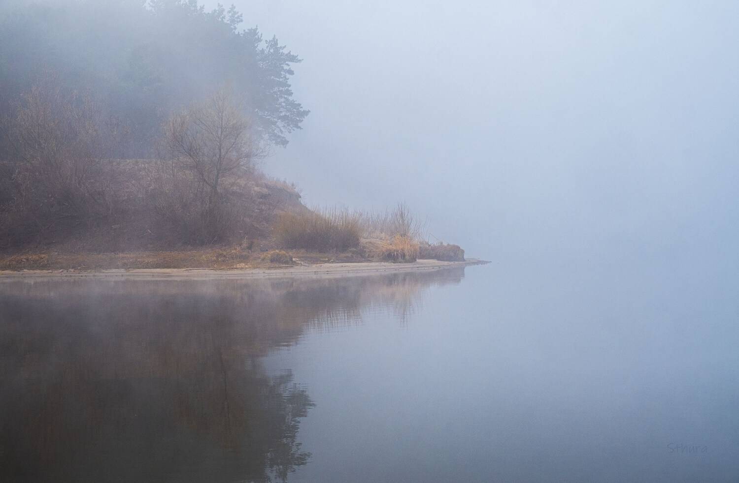 весна озеро туман природа пейзаж отражение, Александр Строков