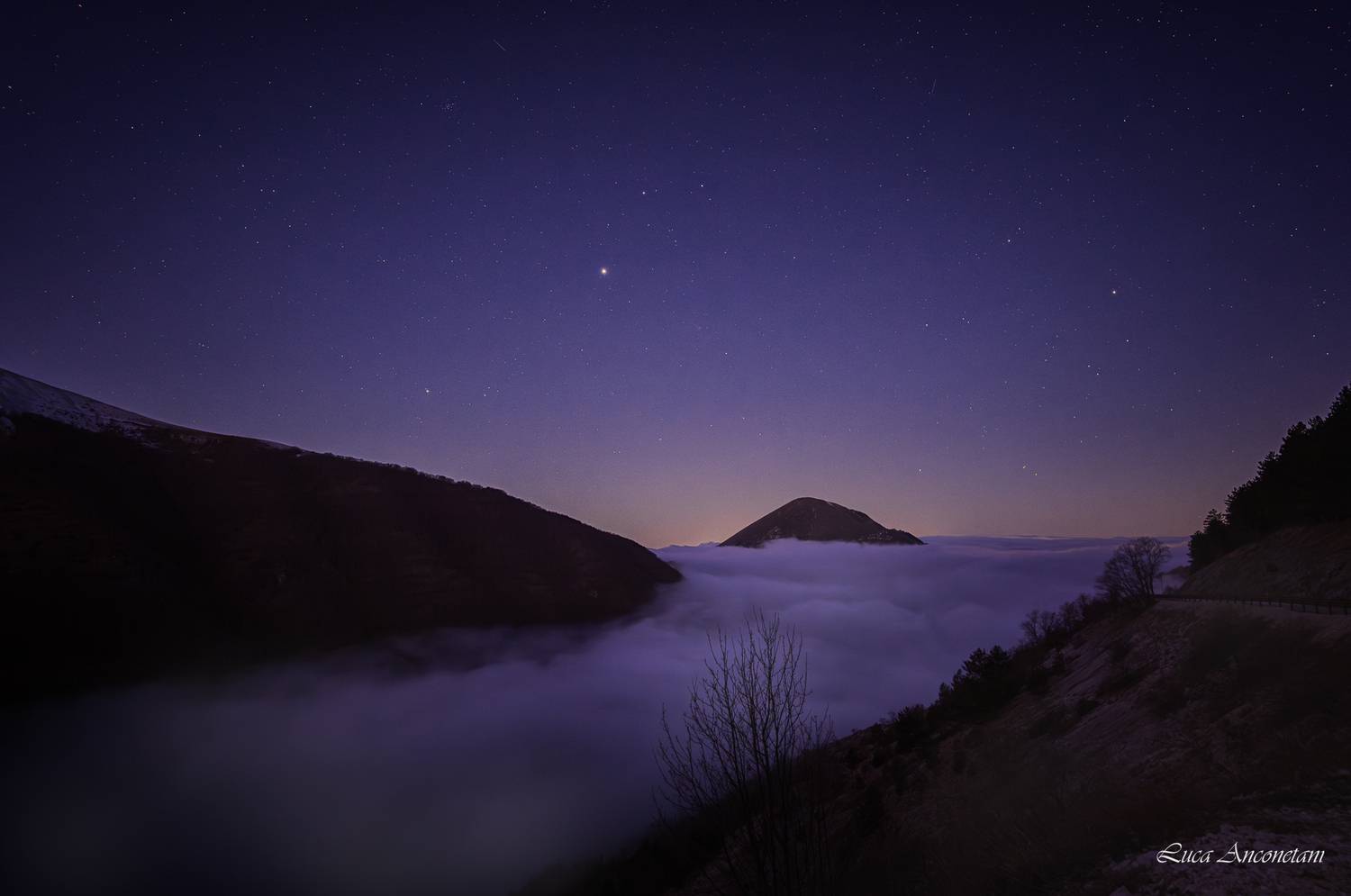 nature landscape blu hour umbria italy stars sky mountains appennini, Anconetani Luca