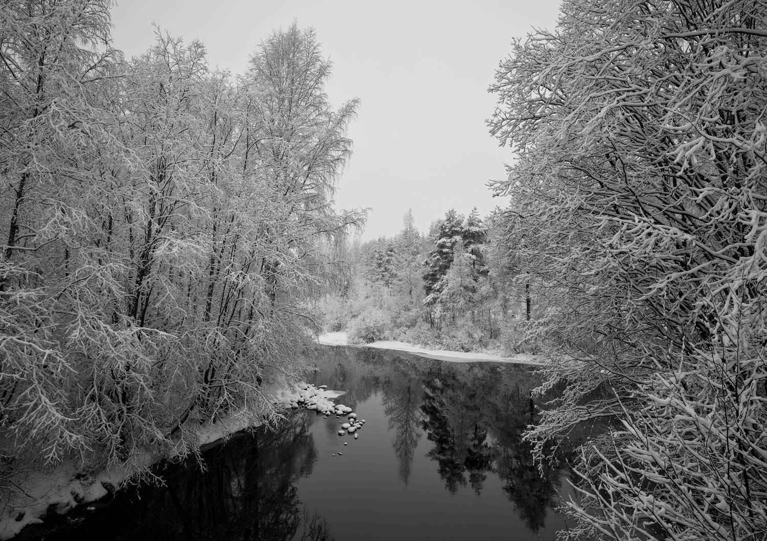 река вода мороз снег пасмурно белое, Igor Shishpanov