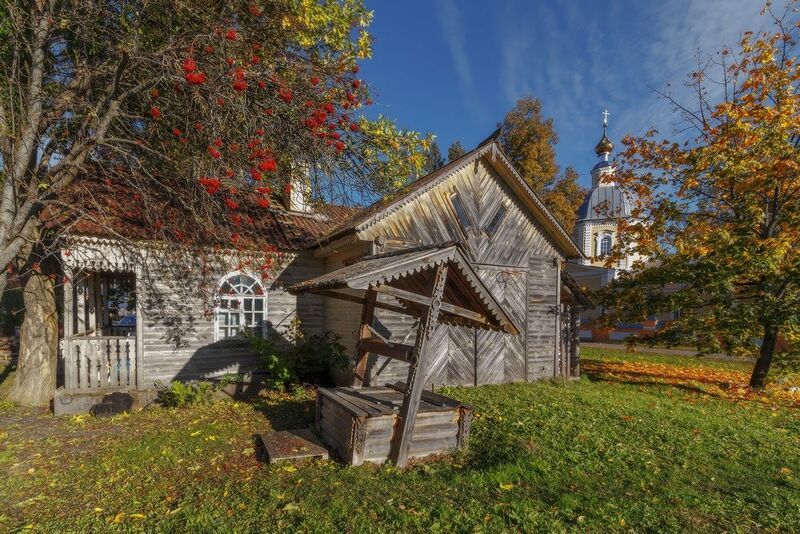 церковь, пейзаж, небо, осень Провинциальные сюжеты фото превью