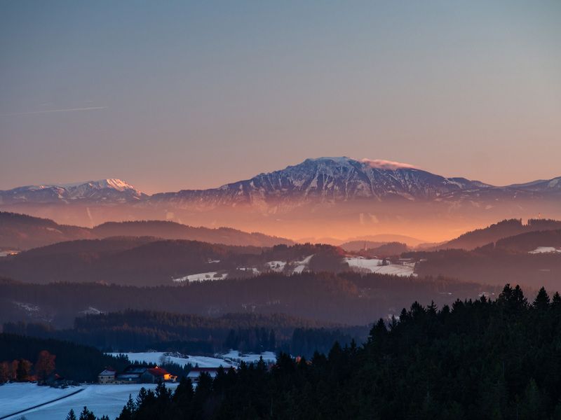 sunset,alps,austria,golden,winter Sunset beneath the mountains фото превью