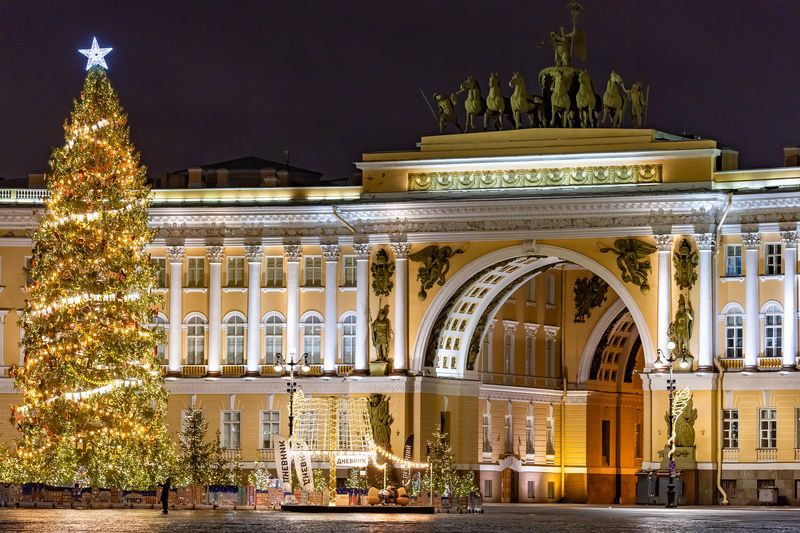 санкт - петербург, город, архитектура, улица, дворцовая площадь, новый год, новогодняя елка, city С наступающим Новым Годом! фото превью