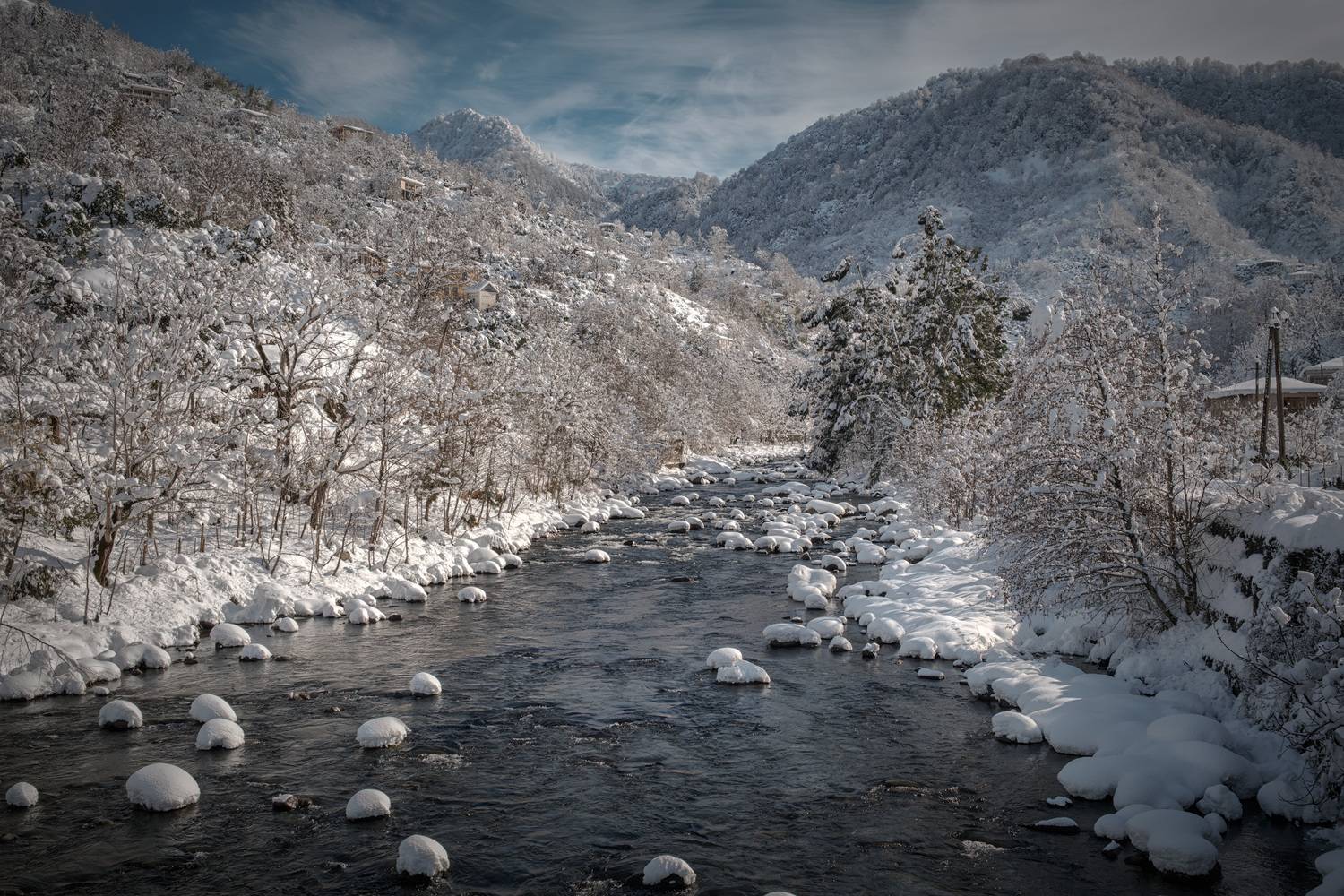 winter, snow, сhakvistskali, river, mtirala, mountains, forest, nature, landscape, scenery, travel, outdoors, georgia, sakartvelo, adjara, chizh, Чиж Андрей
