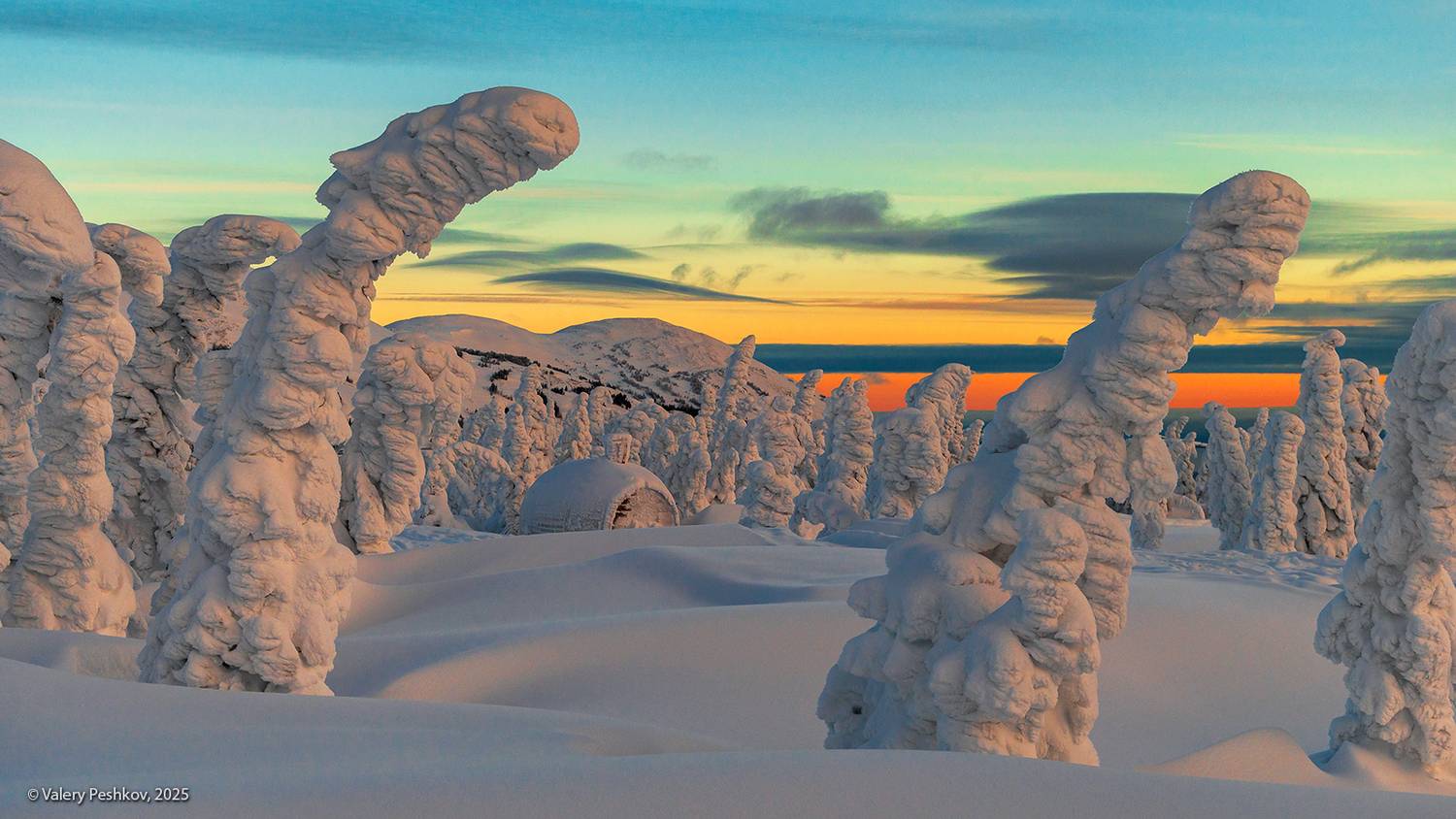 шерегеш, иней, пихты, гора зелёная, горная шория, зимнее утро, рассвет, снег, мороз, зима, сибирь, Пешков Валерий