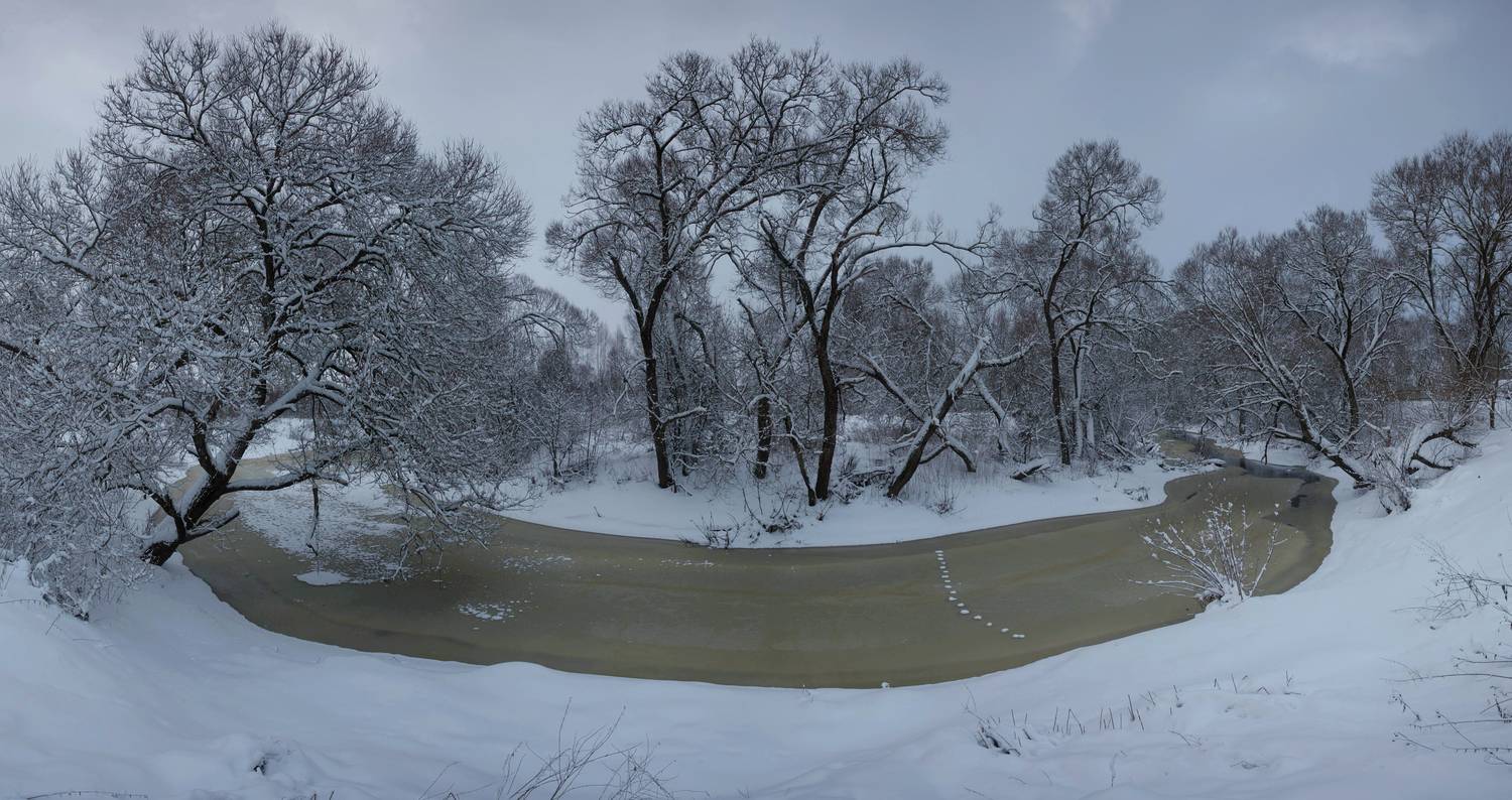 зима, река, лес, Свистков Александр