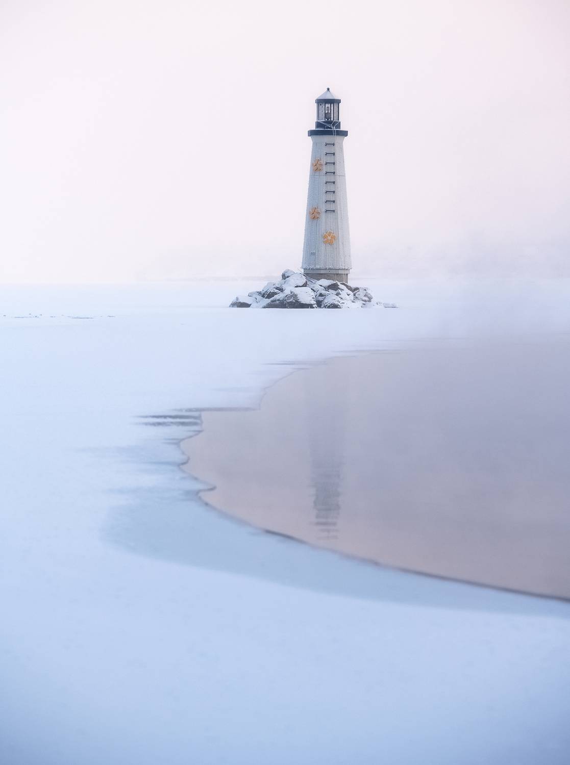 маяк, город, протока, мороз, енисей, сибирь, Марина Фомина