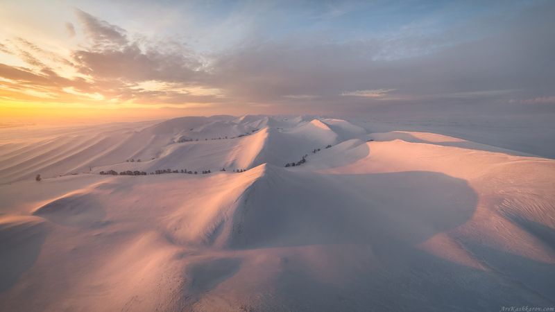 оренбуржье, зима, долгие горы, урал, степь, степной пейзаж, оренбургская область, карамурунтау Зимний закат фото превью