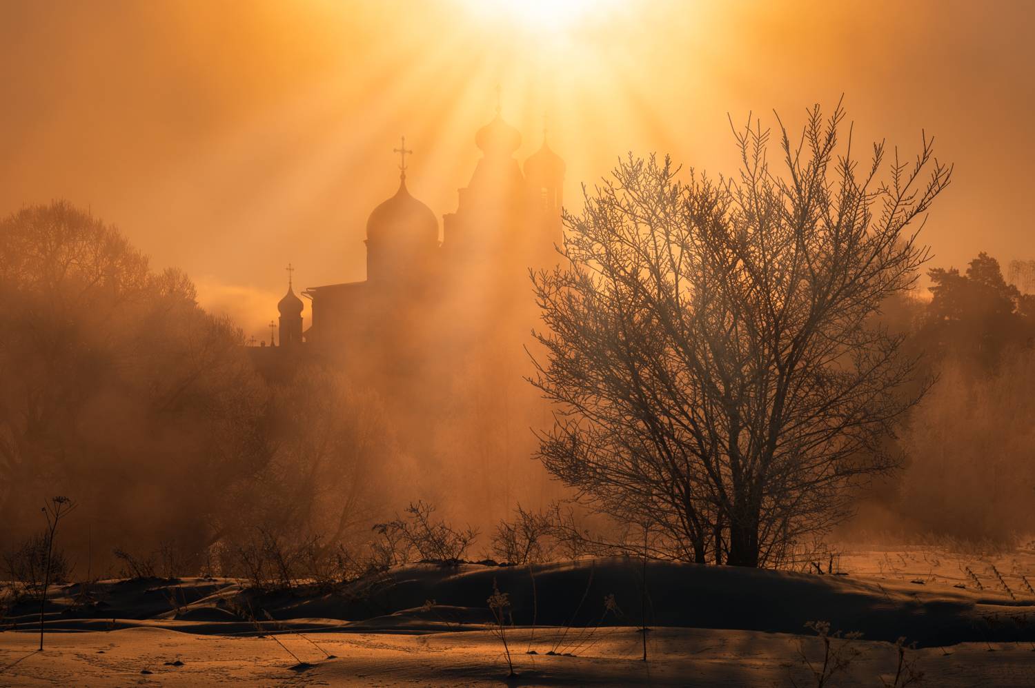 россия, истра, мороз, утро, зима, туман, храм, церковь, православие, монастырь, новый иерусалим, Томислав Ракичевич