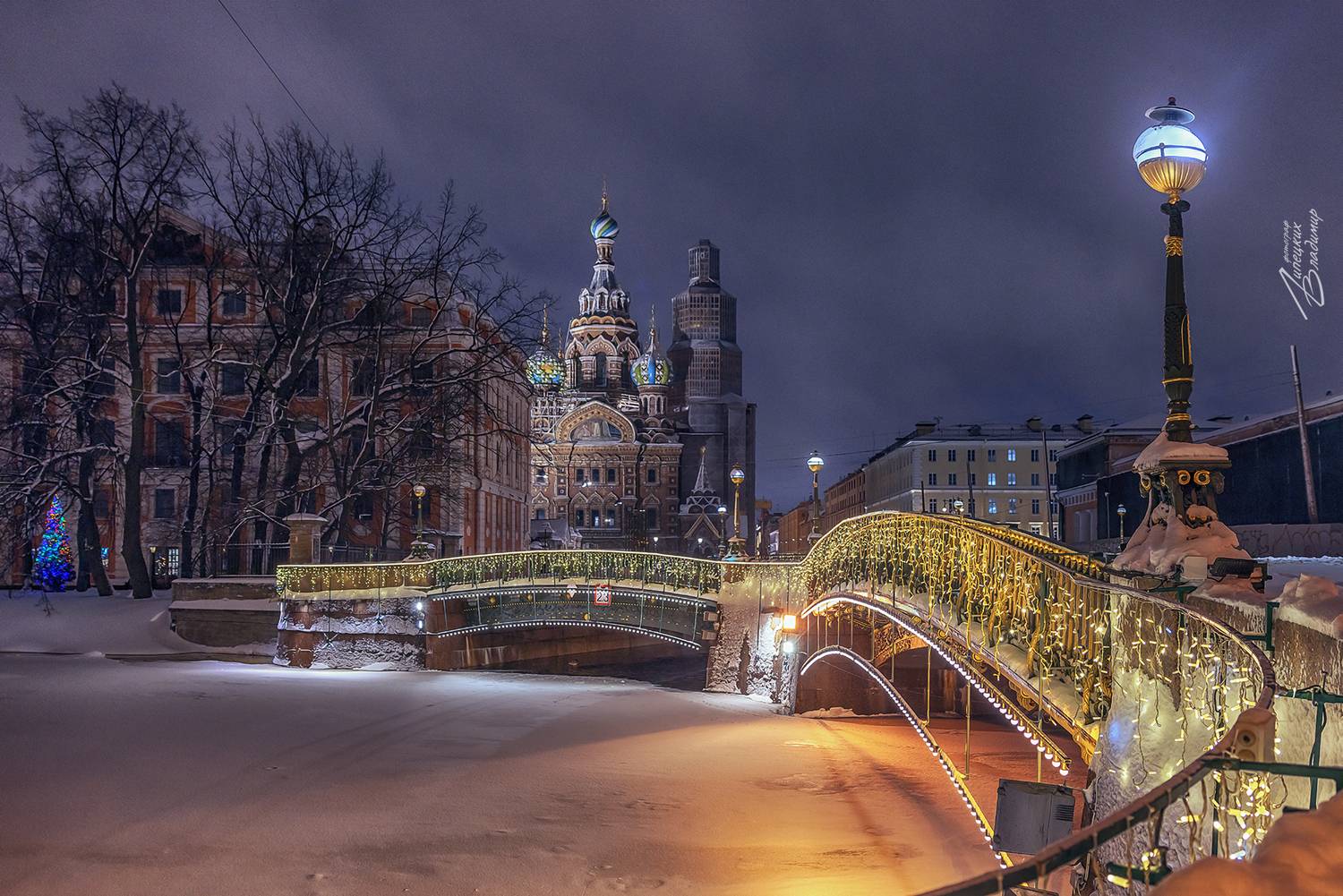санкт-петербург, новый год, вечерняя подсветка, снег., Липецких Владимир