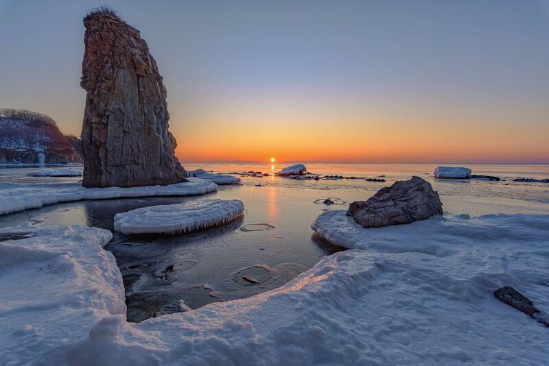 море, восход, 2лангоу Зимний восход фото превью