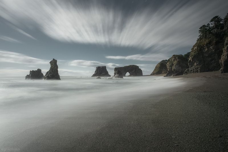 сахалин, дальний восток, россия, sakhalin, russia, far east, мыс птичий Сахалин - мыс Птичий ночью фото превью