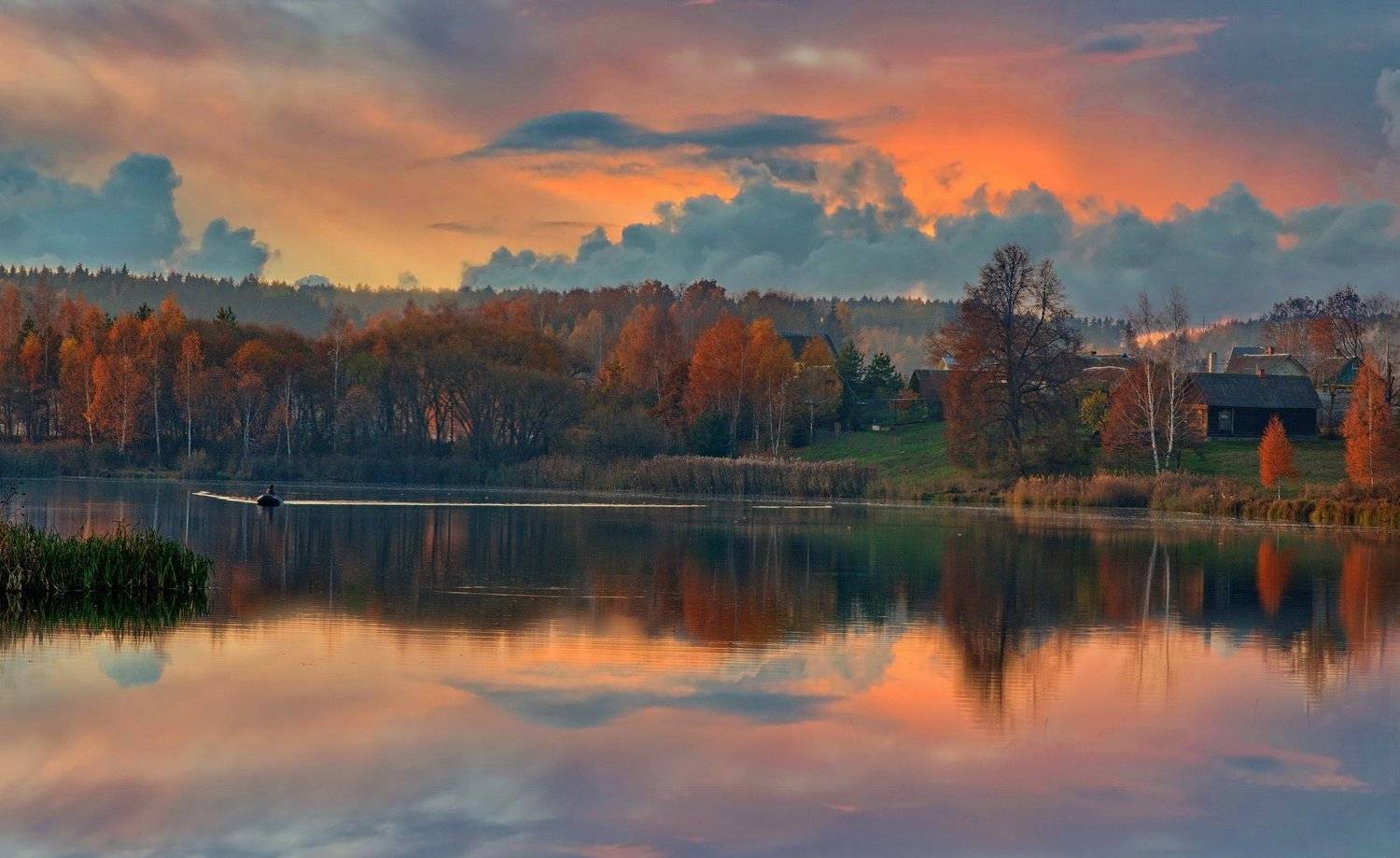 Вода, Закат, Осень, Александр Гвоздь