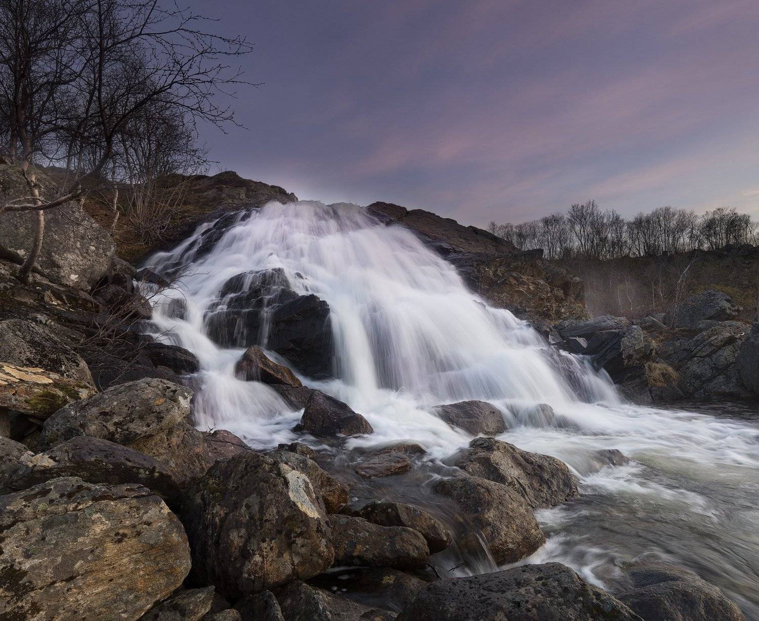 Водопад, Кольский, рассвет, Анастасия Малых