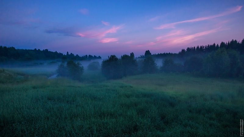 вечер, речка, быгель, туман Вечер фото превью