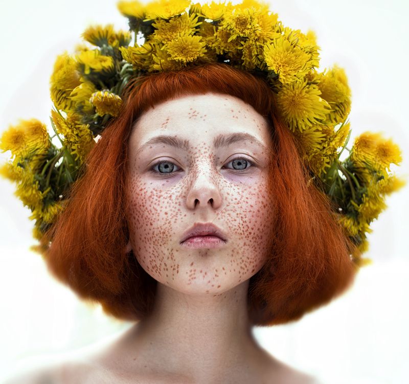 рыжая, веснушки, портрет, волосы, лицо, глаза .... фото превью