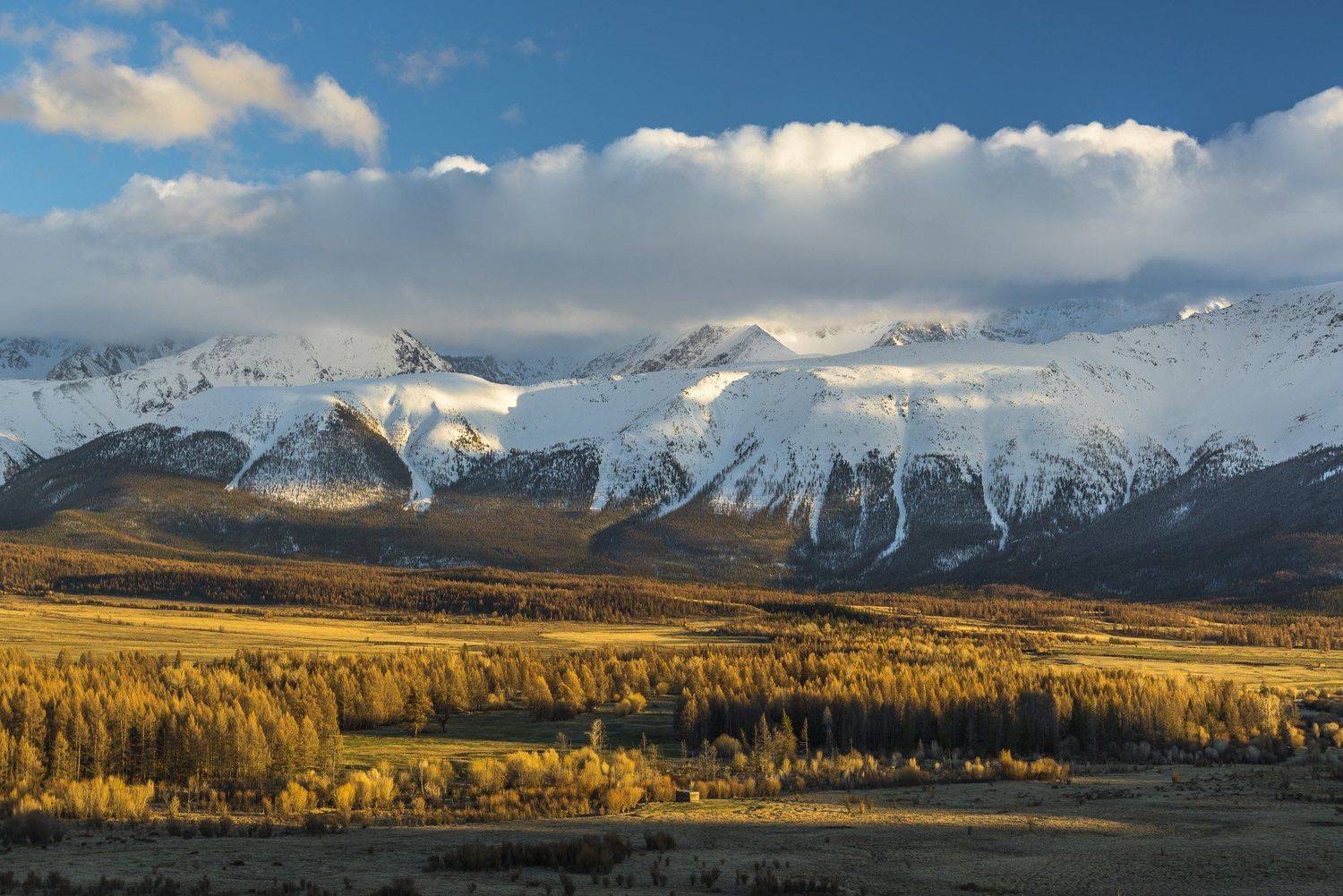 пейзаж, алтай, природа, облака, вечер, горы, небо, снег, закат, Дмитрий Старостенков