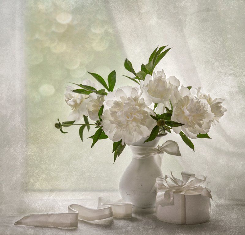 Белые пионы, Весна, Май, Натюрморт, Цветы Белые ... фото превью